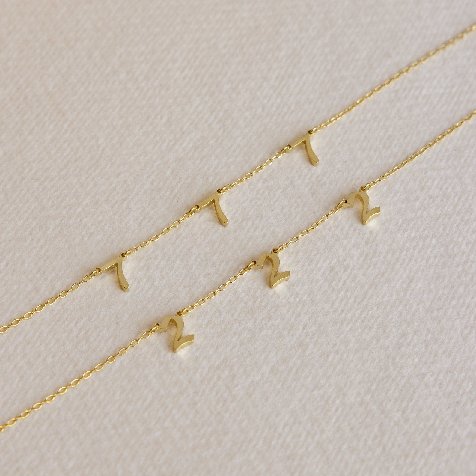 Subtle Sophistication: Minimalist Birth Year Number Necklace 18K Gold